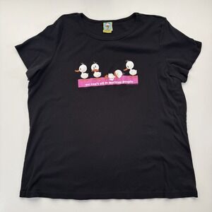 Jim Benton Y2K "We Cant All Be Morning People" Duck T-Shirt Womens 2X Black